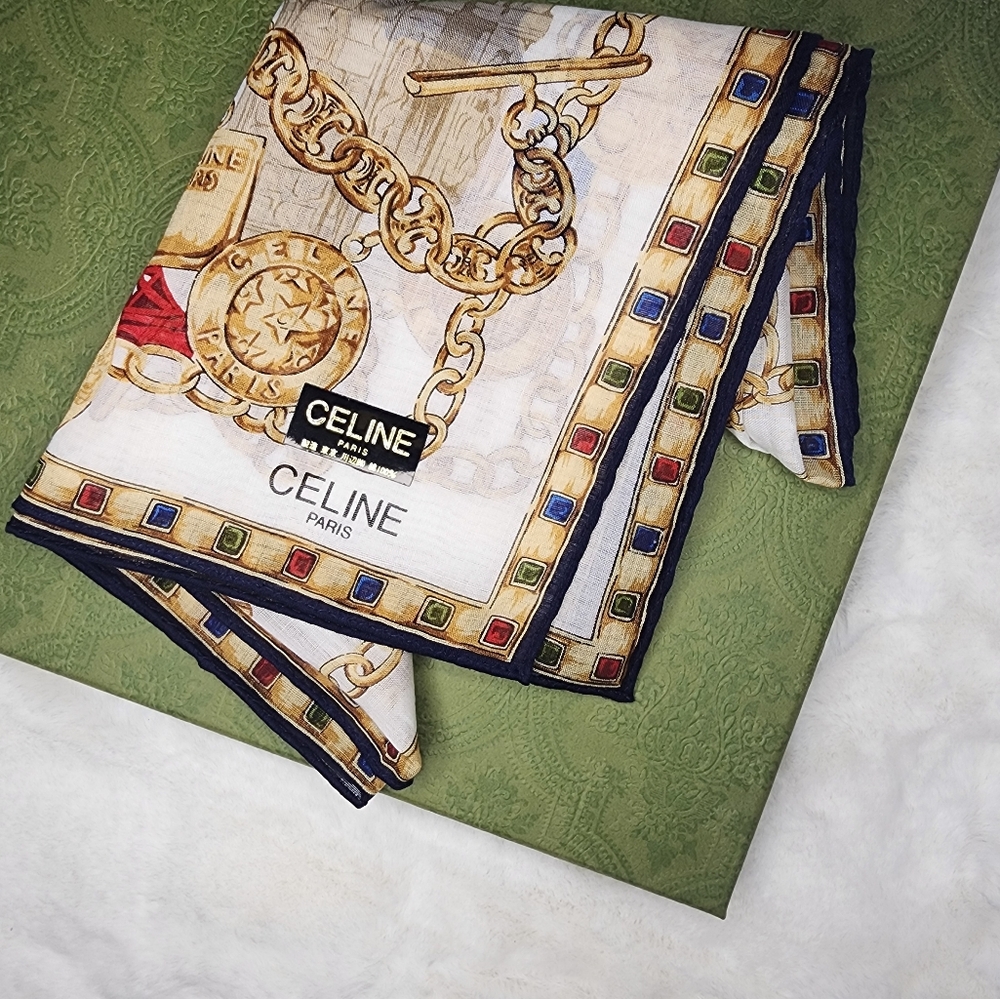 CELINE Bandana Handkerchief Neckerchief Neckwear  Classic Design - Picture 2 of 4